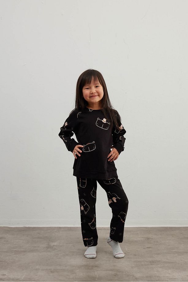 Kız Çocuk Pamuklu Uzun Pijama Takımı - 3