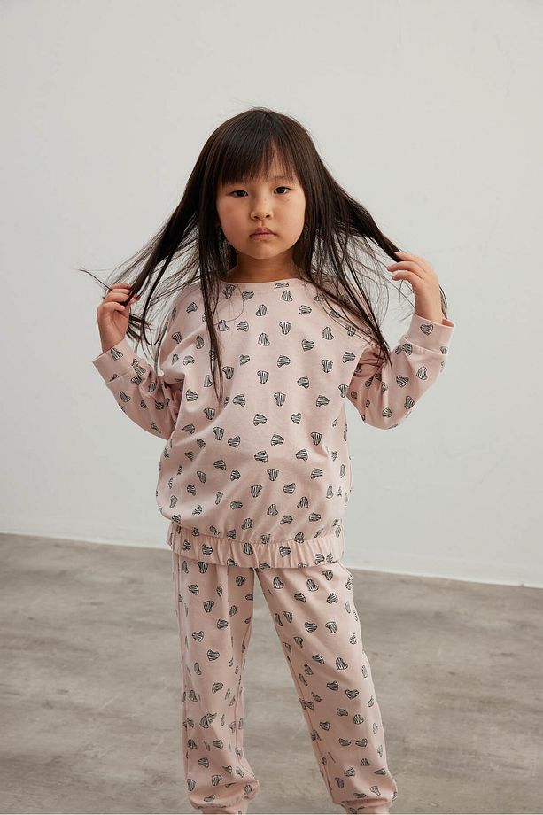 Kız Çocuk Pamuklu Uzun Kollu Pijama Takımı - 4