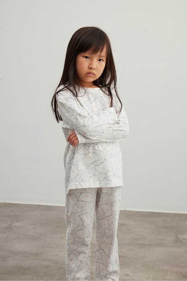 Kız Çocuk Pamuklu Uzun Kollu Pijama Takımı - 5