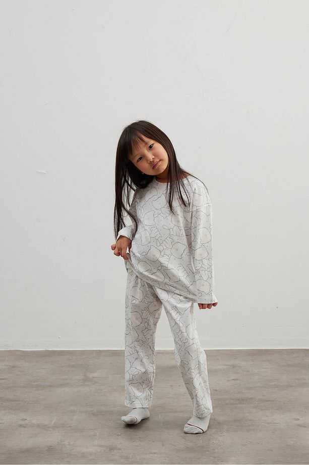 Kız Çocuk Pamuklu Uzun Kollu Pijama Takımı - 3