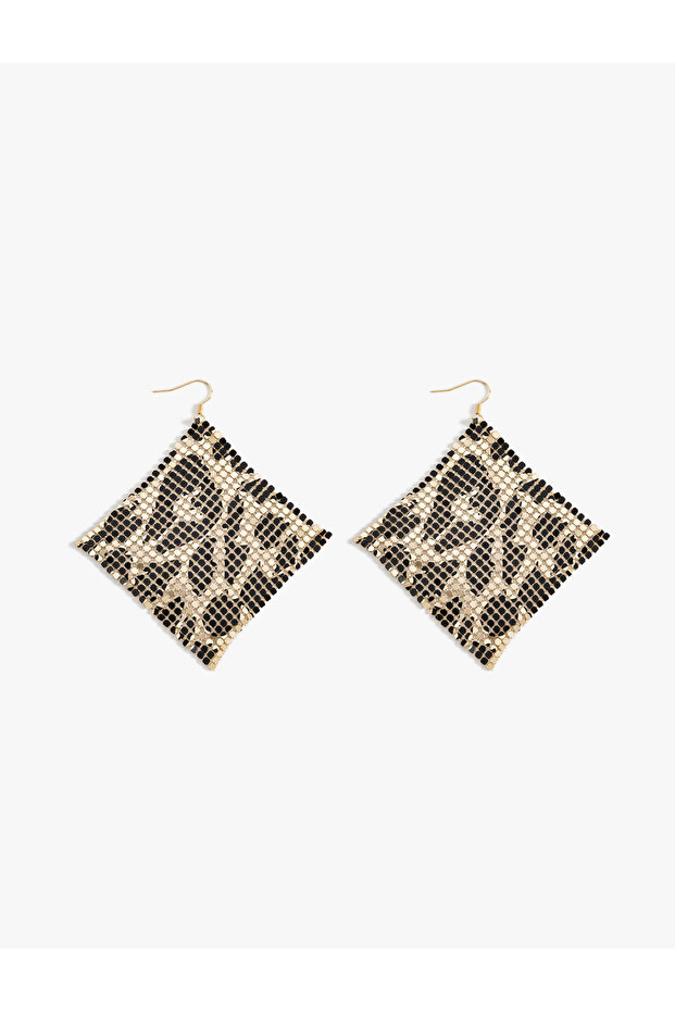 Network Earrings with Dangle Leopard Pattern