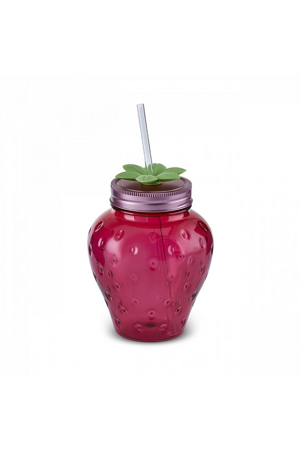 Çilek Transparent Pipetli Su Şişesi 750 Ml - 6