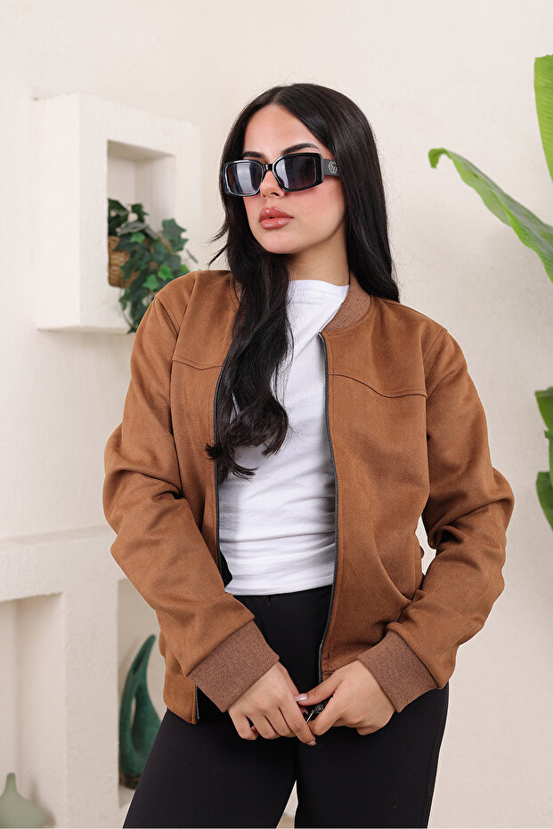 سترة بومبر كوليدج من جلد الغزال - 2