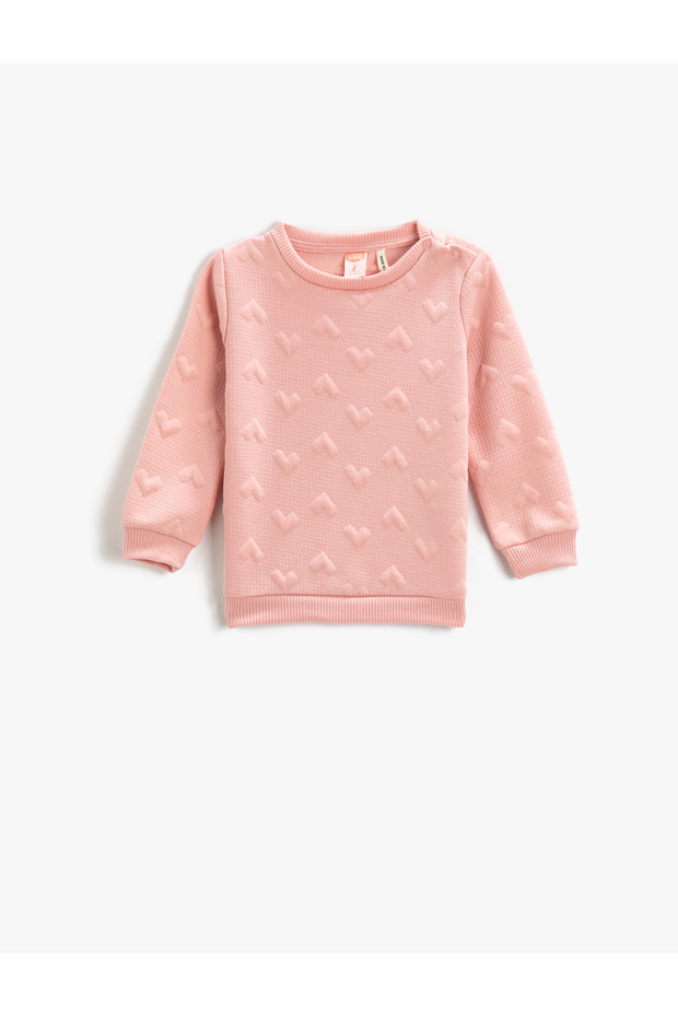Basic Textured Sweatshirt Crew Neck Long Sleeve