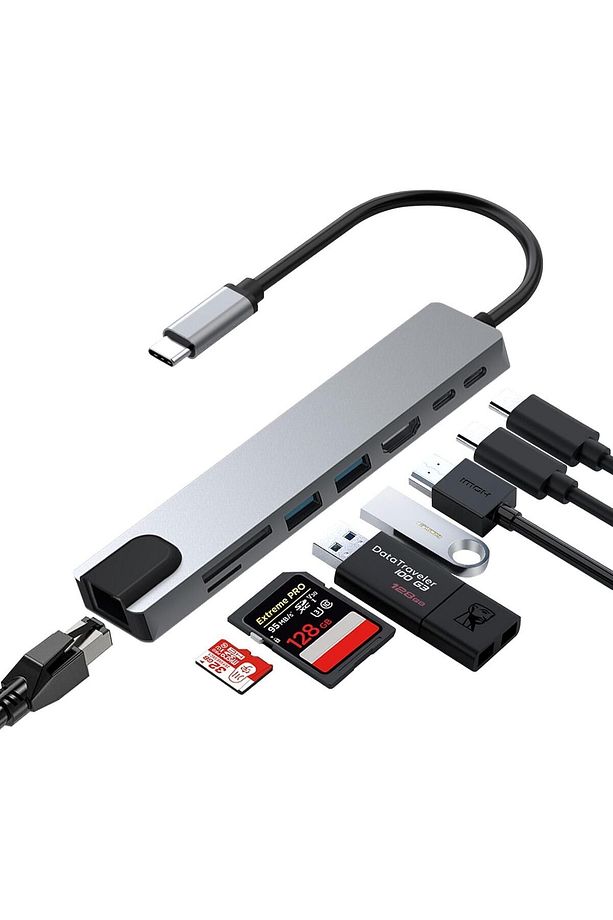 Cf55 Macbook Uyumlu Type-c To 2*usb 3.0 4k Hdmı Ethernet Pd Çevirici Hub Adaptör - 1