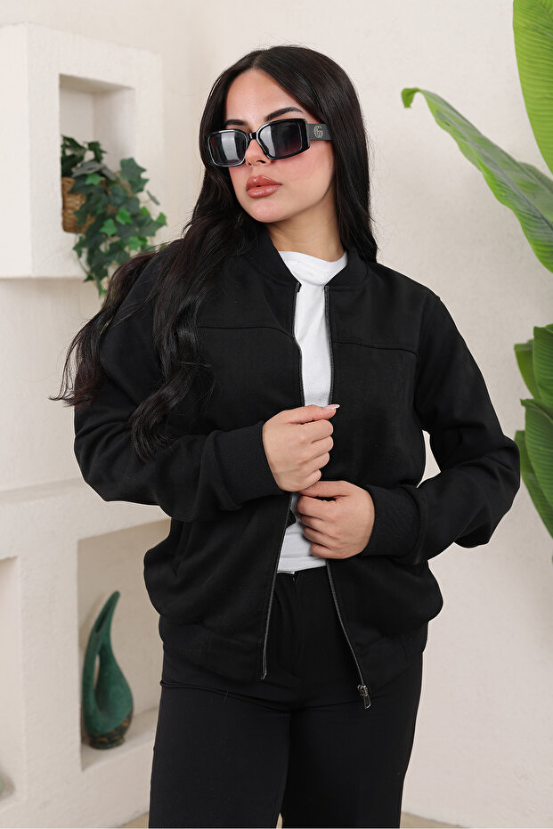 Bomber Kolej Süet Ceket - 4