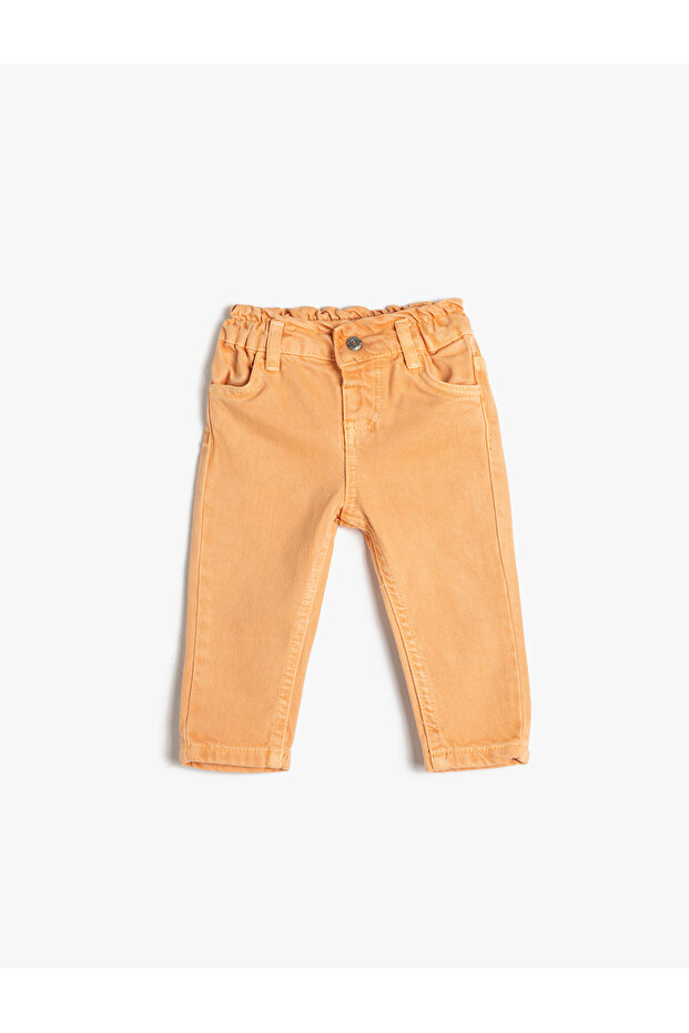 Trousers Pocket Cotton Elastic Waist
