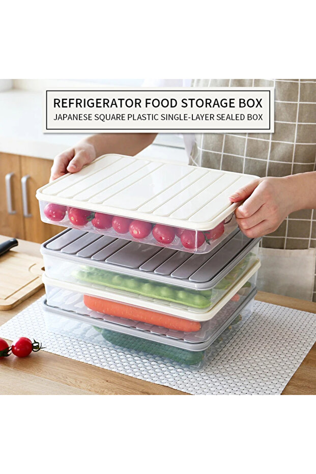 Freezer Dumpling Box Food Storage Container Stackable Food Saver Box with Lid Square Plastic Sing... - 3