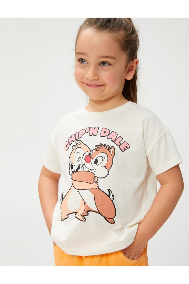 Chip and Dale T-Shirt Licensed Short Sleeve Crew Neck Cotton