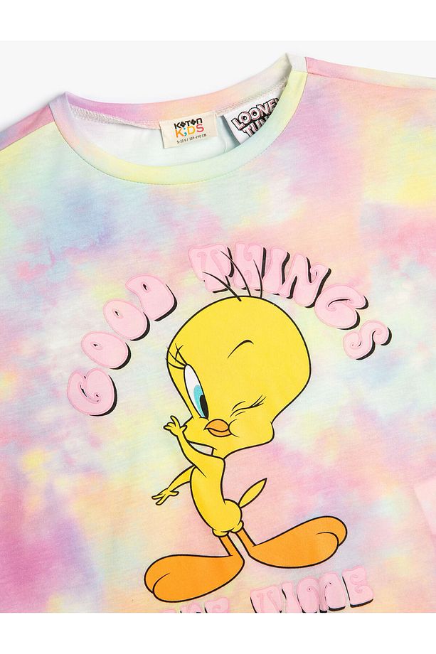 Tişört Tweety Baskılı Lisanslı Kısa Kollu Batik Desenli - 3