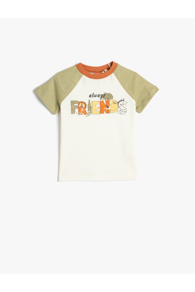 T-Shirt Animals Printed Short Sleeve Crew Neck Cotton