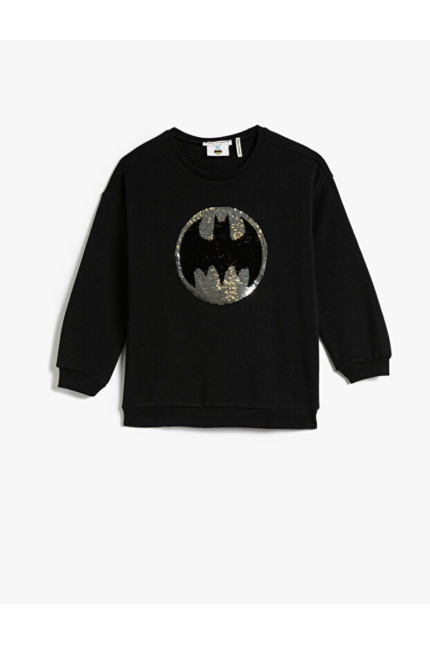 Batman Sweatshirt Licensed Sequined Sequined Raised Crew Neck