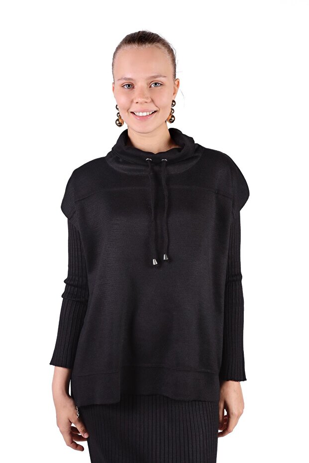 24267 Μαύρο Σετ Φόρεμα Degaje Collar - 2