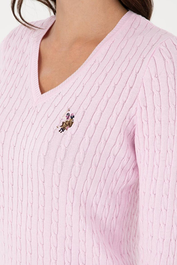 Kadın V Yaka Basic Kazak - 6