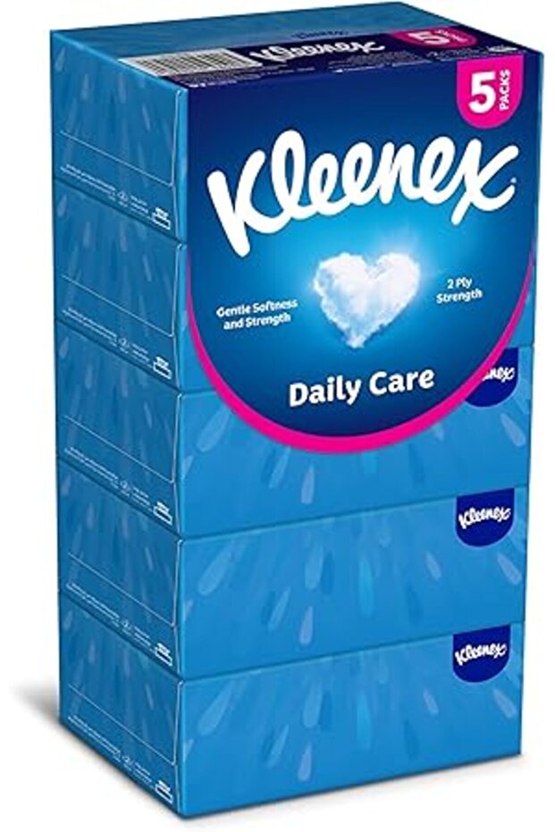 Daily Care Facial Tissue - Pack Of 5 Boxes, 190 Sheets X 2 Ply