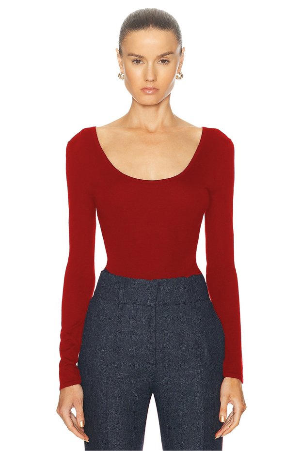 Women's U Neck Jarse Double Layer Bodysuit