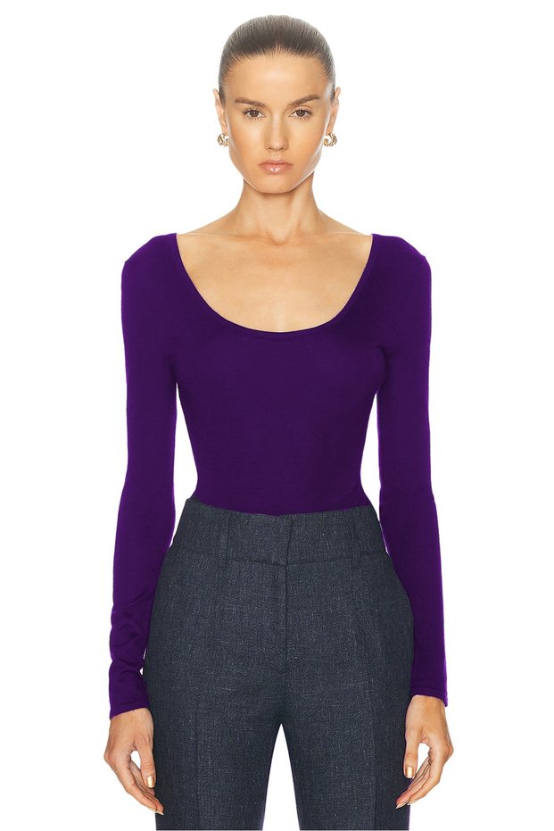 Women's U Neck Jarse Double Layer Bodysuit
