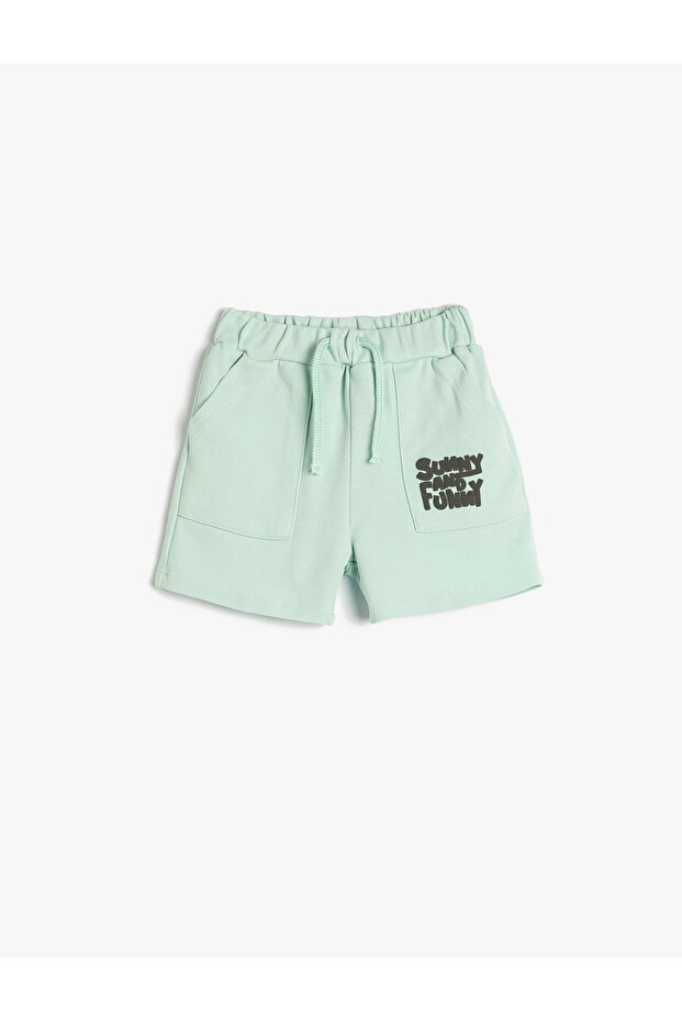 Shorts Pocket Tied Waist Print Detailed Cotton