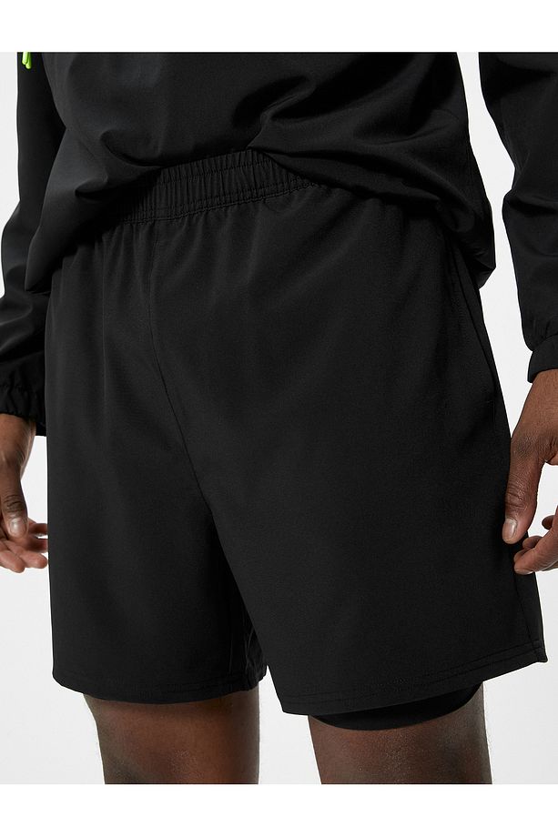 Taytlı Şort Kısa Yüksek Bel Slim Fit Cep Detaylı - 5
