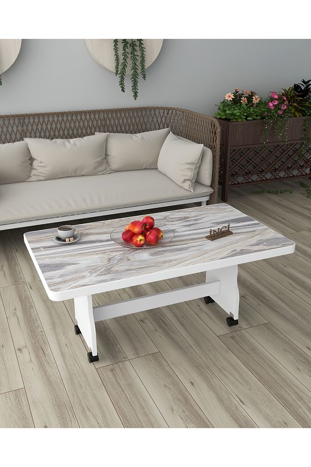 TEKERLEKLİ ORTA SEHPA MDF MASA BALKON MOBİLYASI - 5