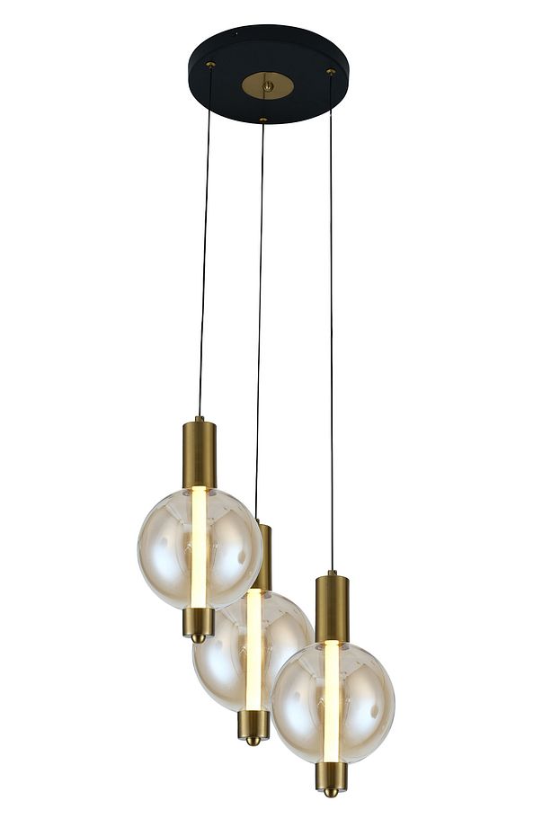 Mira Siyah 3'lü Yuvarlak Bal Camlı 10 Watt Modern Salon Led Sarkıt Avize - 2