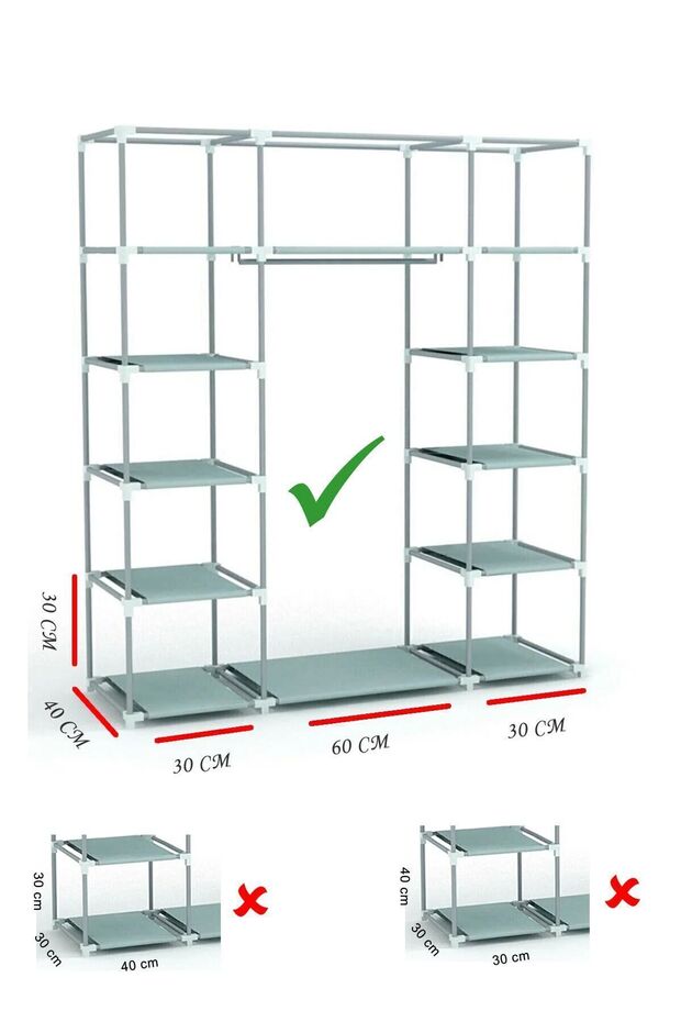 Siyah Çift Yandan Raflı Bez Dolap - 3