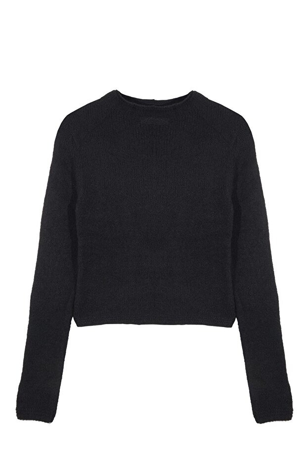 Siyah Triko Crop Kazak - 6