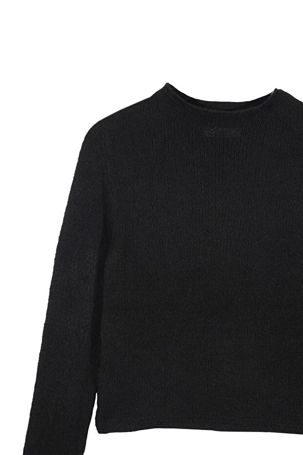 Siyah Triko Crop Kazak - 8