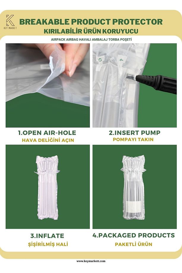 100 Adet-paket 21x40 Cm Airpack Ambalaj Torbası Airbag Havalı Poşet Şarap Şişesi Ambalajı - 6