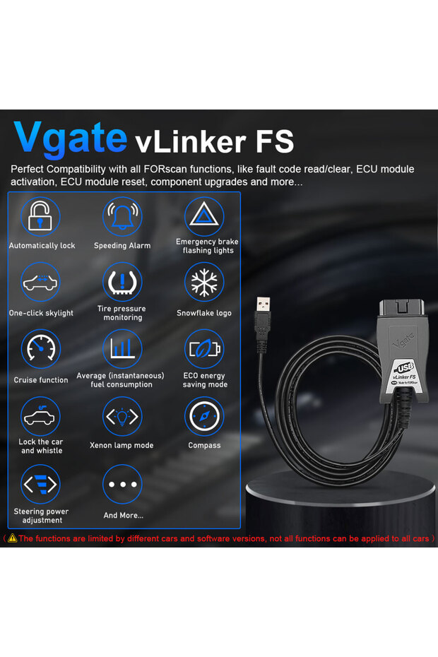 vLinker FS ELM327 Ford FORScan HS/MS-CAN ELM 327 OBD 2 OBD2 Araç Teşhis Tarayıcısı İntegral... - 2