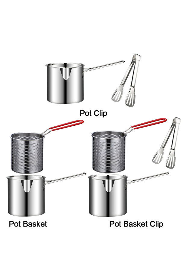 وعاء قلي عميق سعة 1200 مل مقلاة من الفولاذ المقاوم للصدأ عالية الجودة مع مصفاة دجاج تمبورا... - 5