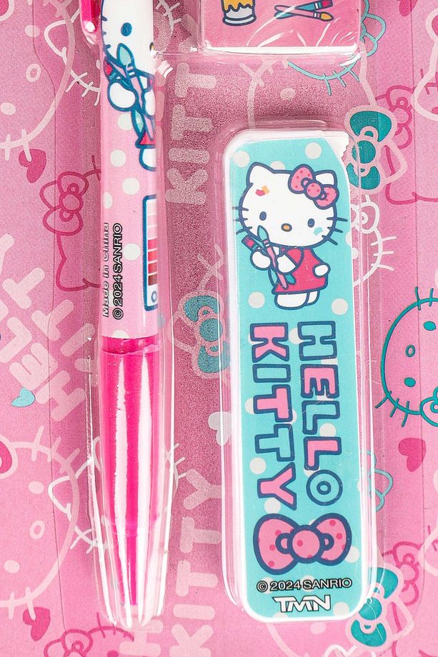 DEKOMUS İLE LİSANSLI HELLO KITTY VERSATİL UÇLU KALEM , SİLGİ VE 0.7 MM UÇ SETİ - 4