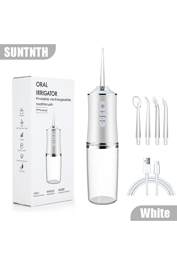 059-White Portable Dental Water Flosser Oral Irrigator USB Rechargeable Water Floss Jet Tooth Pick 4
