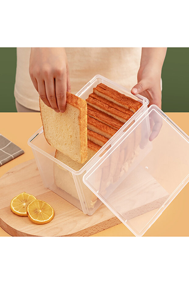 Bread Container Storage Box Dispenser Clear Lid Toast Cake Containers Air... - 2