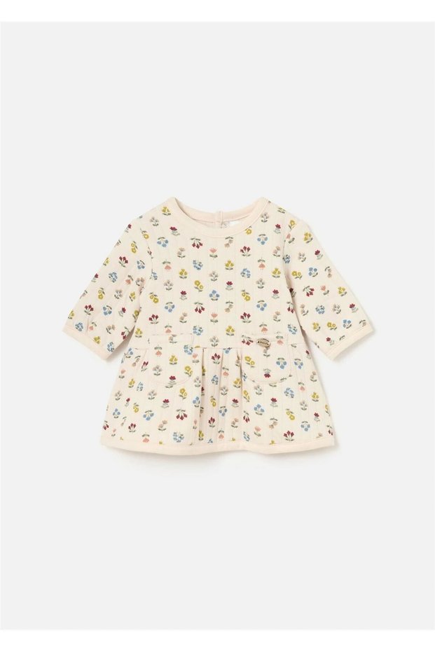 Baby Girl Printed Dress Beige