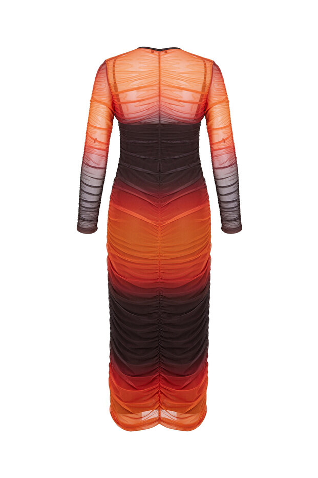 Drapeli Tül Elbise - 7