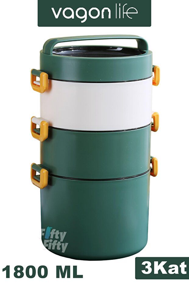 صندوق الغداء 3 طبقات حجم كبير 1800 مل جيل جديد حقيبة رحلات للمكتب والمدرسة-FFLBOX3KAT1800ML