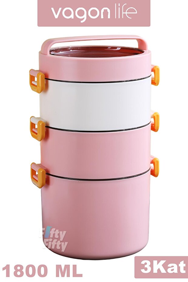 صندوق الغداء 3 طبقات حجم كبير 1800 مل جيل جديد حقيبة رحلات للمكتب والمدرسة-FFLBOX3KAT1800ML