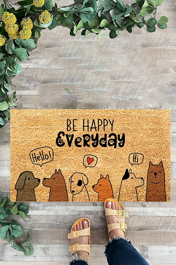 Be Happy Everyday, Talking Dogs, Decorative Door Mat