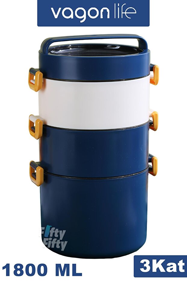 صندوق الغداء 3 طبقات حجم كبير 1800 مل جيل جديد حقيبة رحلات للمكتب والمدرسة-FFLBOX3KAT1800ML