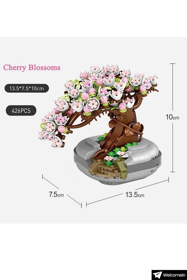 Dekoratif Koleksiyonluk Sakura Çiçek Yapım Seti Legosu Yapı Blokları Yapboz 426 Parça Puzzle Oyuncak - 4