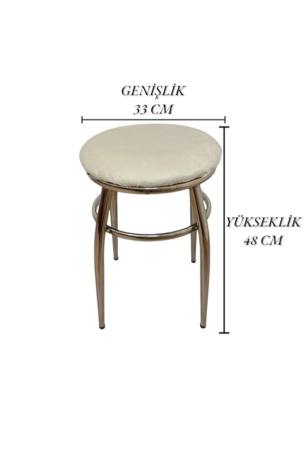 Tabure, Bar Taburesi, 4'lü Tabure, Metal Ayaklı Tabure, Iç Içe Geçebilen Tabure, Dörtlü Tabure,krem - 8