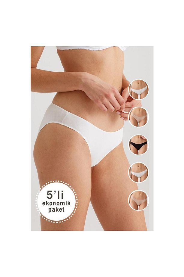 2050 Sbt 5'li Ekonomik Paket No Show Pamuklu Basic Brief Külot - 1