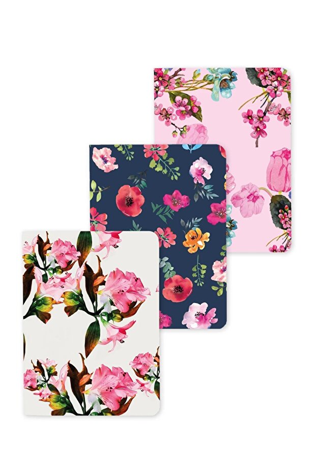 A5 Pink Floral 3-Piece Notebook Set