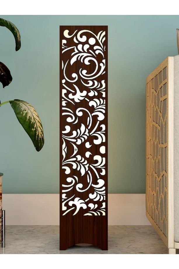 Büyük Çiçek Desenli Ahşap Lambader 100cm - Dekoratif Gece Aydınlatması Gece Lambası - 1