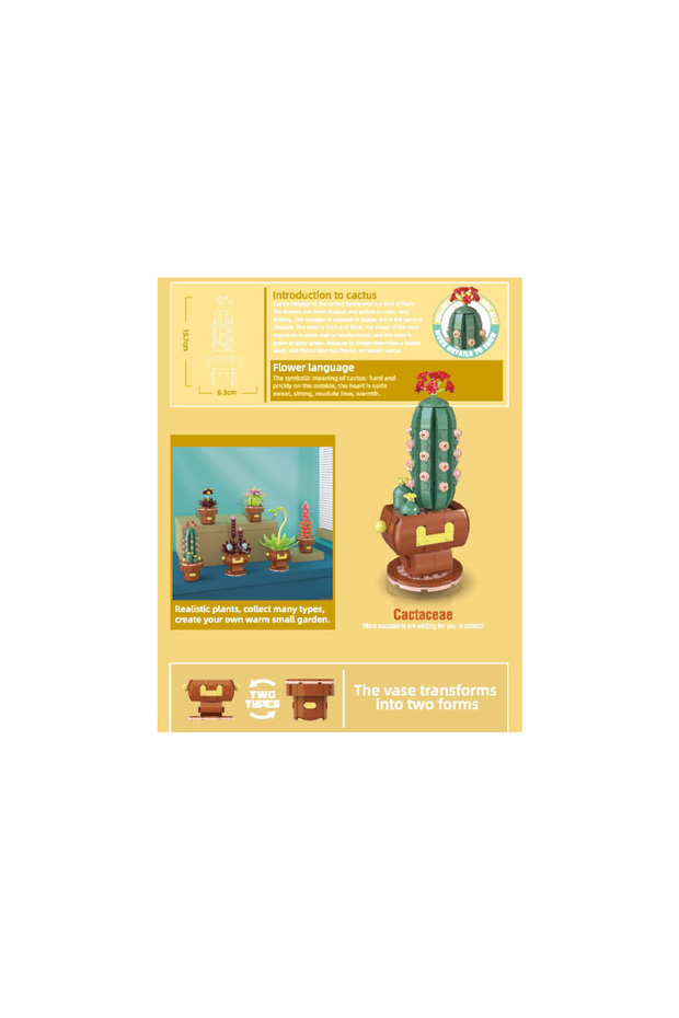 Bitki Çiçekleri Kaktüs 192 Parça - 4