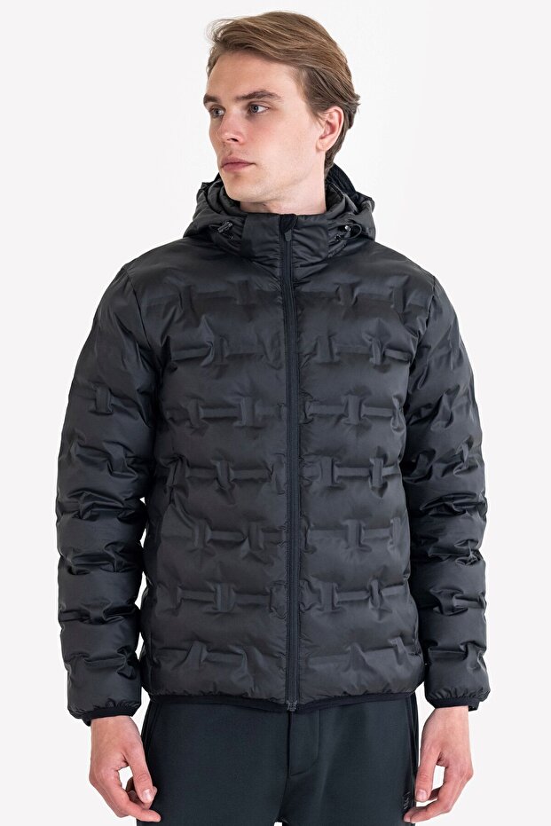 معطف أسود منتفخ - موديل 23k-1072 - 1