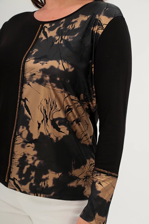 Patterned Pieced Stone Printed Blouse - 5