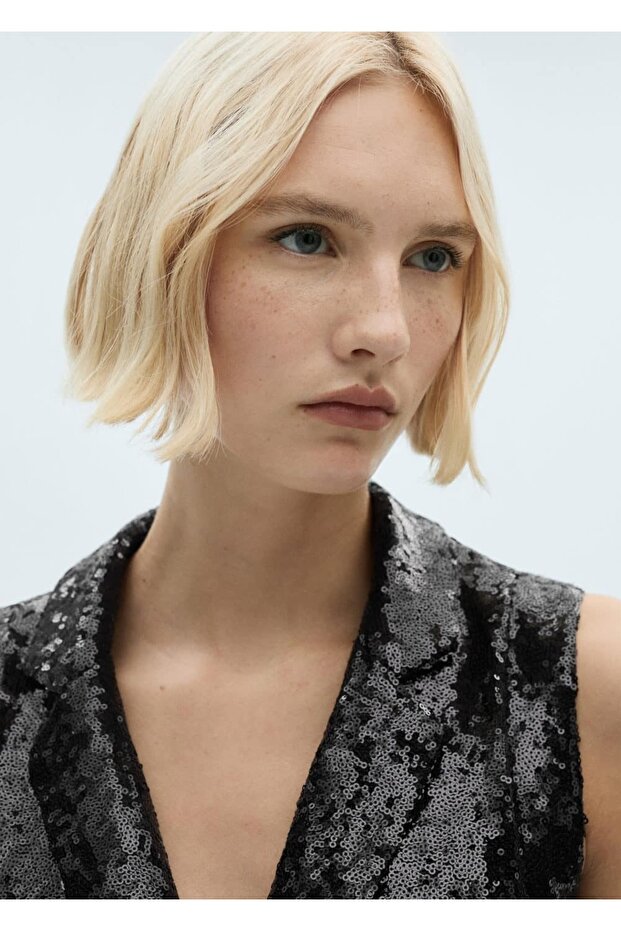 Sequin Jumpsuit with Flap - 6