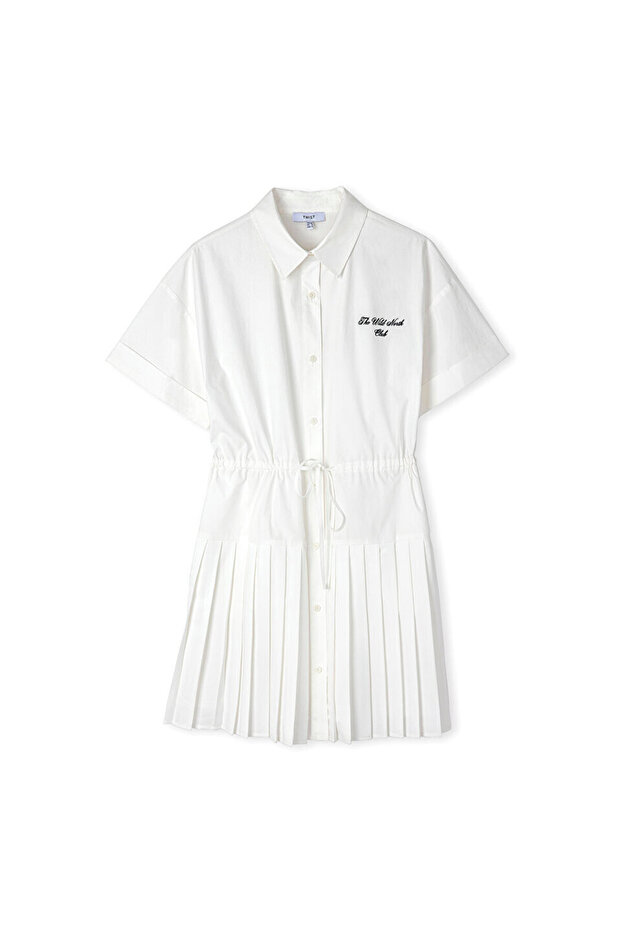 Pileli poplin elbise - 3